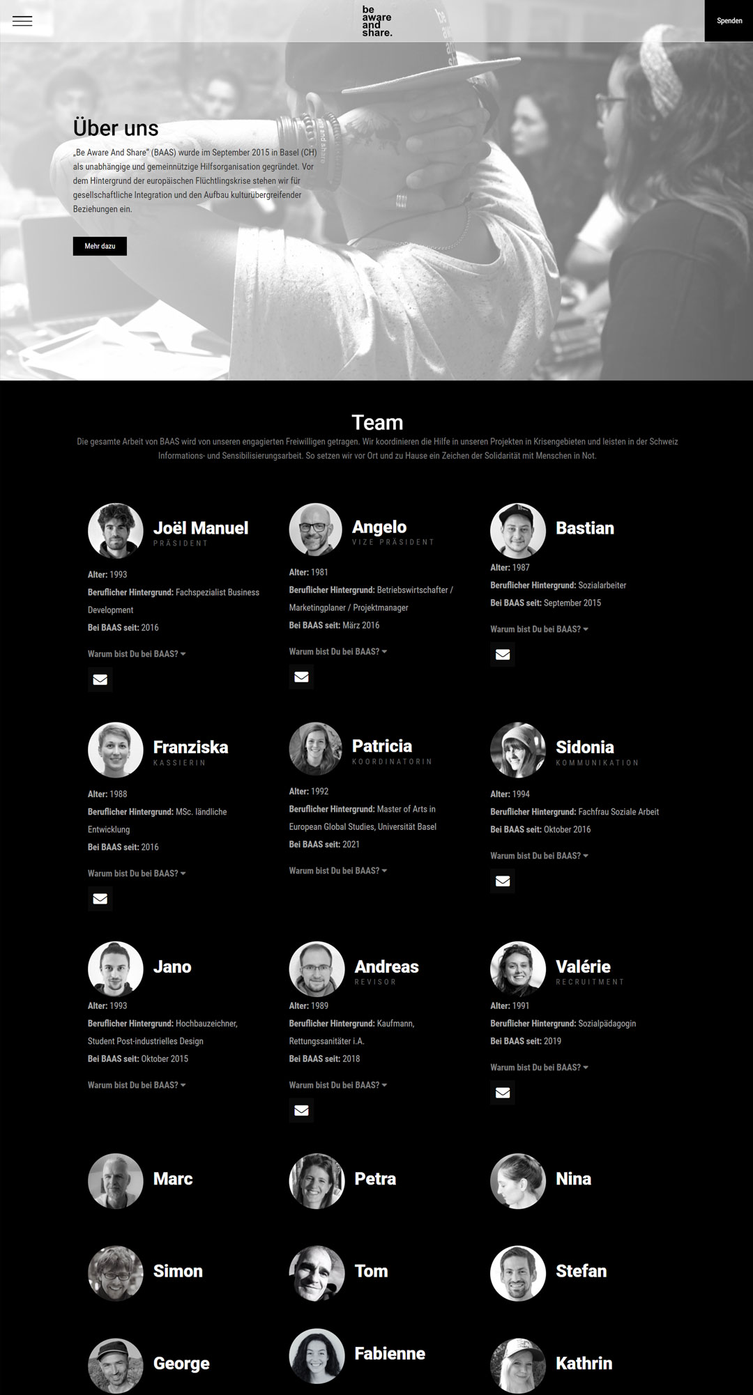 Website Referenz Projekt Screenshot be aware and share Website