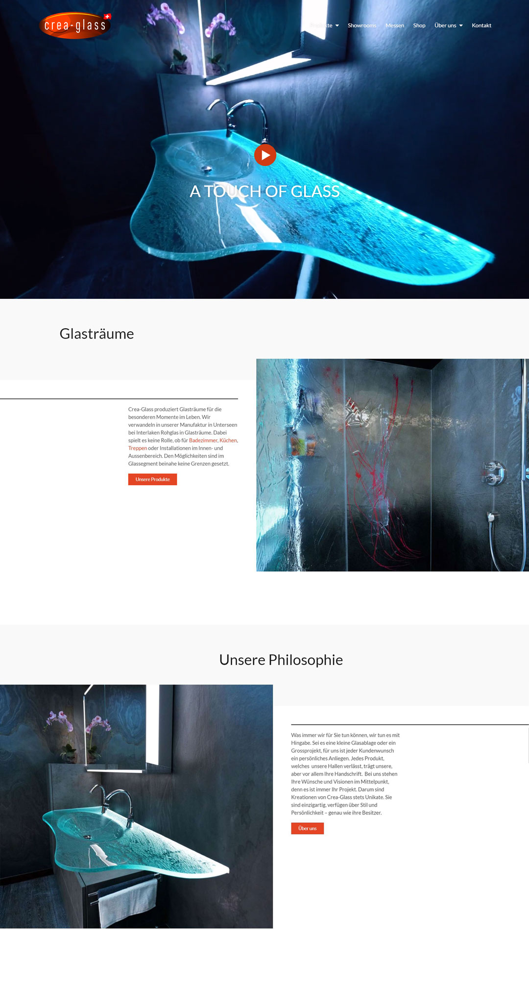 project: crea glass website screenshot
